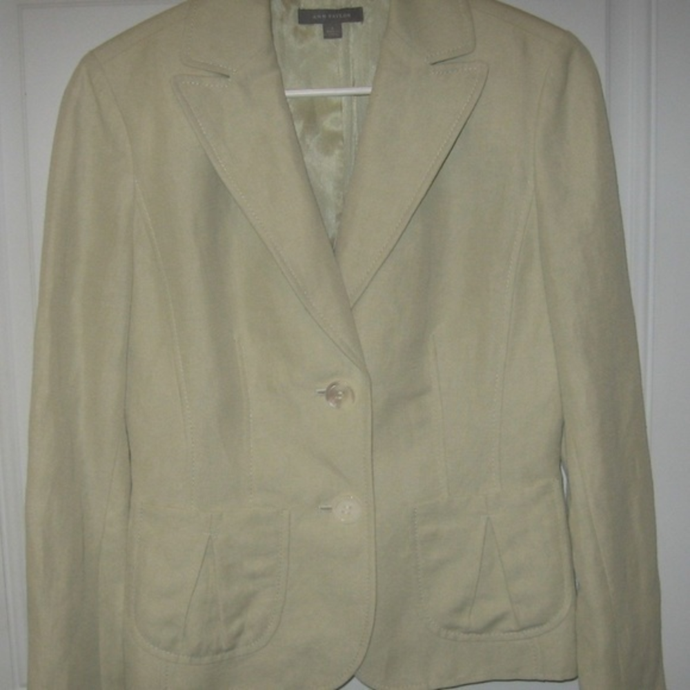 Ann Taylor Size 2 Blazer Jacket Linen Green